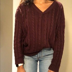 Maroon cable knit sweater